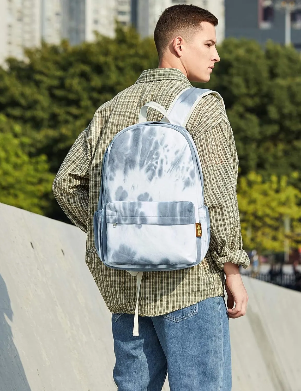 Canvas School Bag Backpack Ranibow Style Unisex Canvas Zip Backpack College Bag for Teens Girls Casual Travel Daypack