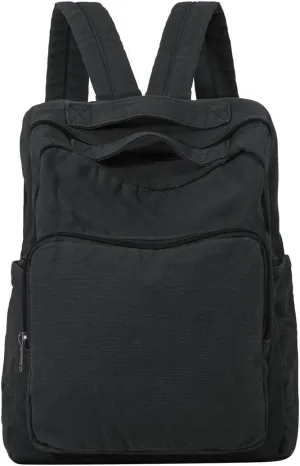Canvas Small Backpack Purse for Women Cute Aesthetic Black Mini Backpack for Teen Girls Ladies Vintage School Bookbag Purse