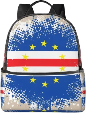 Cape Verde Cabo Verdean Flag Casual Backpacks Laptop Backpack Carry-on Daypack Sports Travel Rucksack Lightweight Working Bag for Outdoor Hiking Cycling Walking