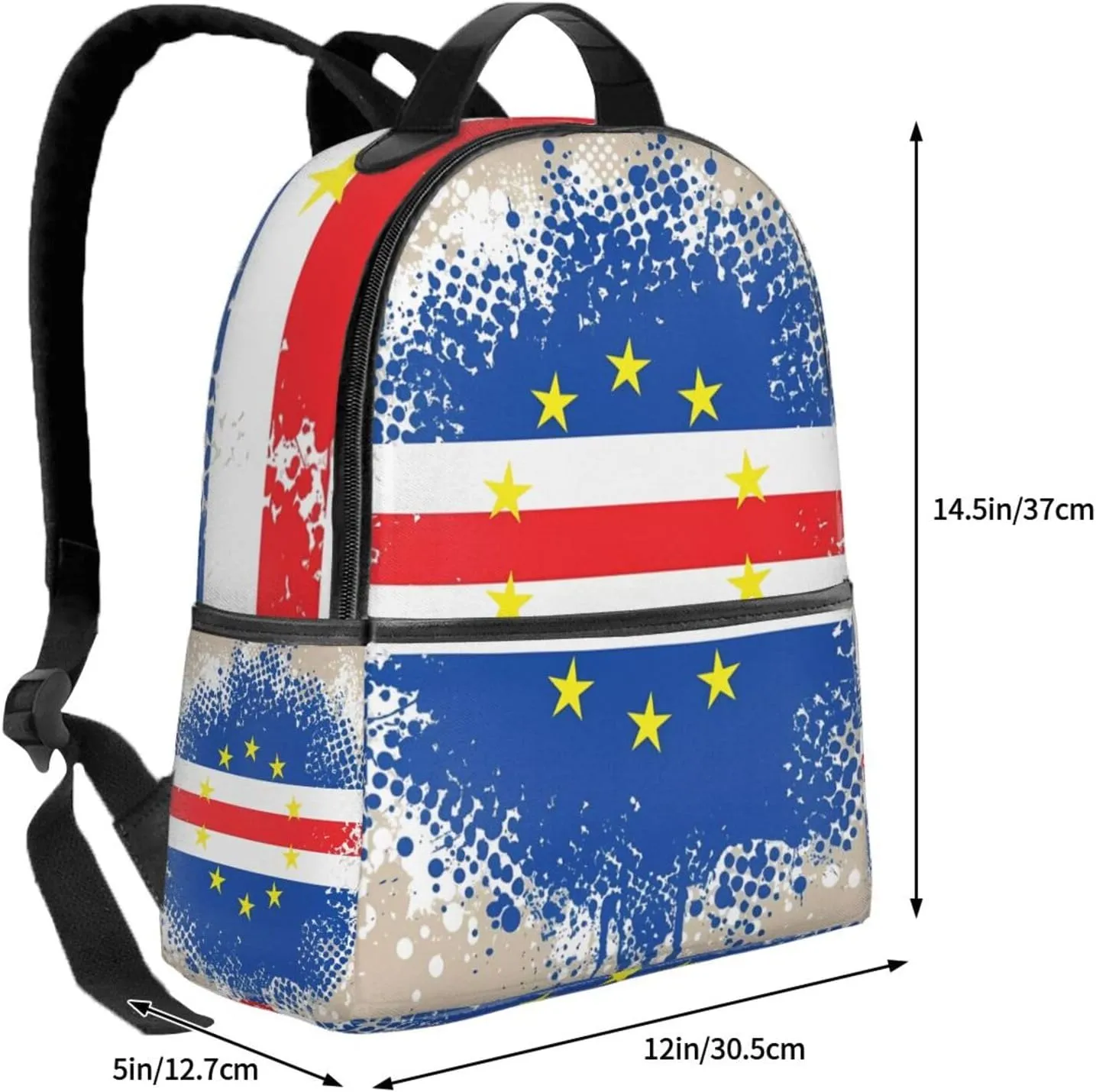 Cape Verde Cabo Verdean Flag Casual Backpacks Laptop Backpack Carry-on Daypack Sports Travel Rucksack Lightweight Working Bag for Outdoor Hiking Cycling Walking