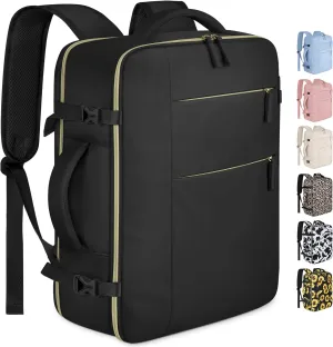 Capolo Travel Backpack for Women Men Waterproof Laptop Backpack Airlines Approved Carry On Backpack Bag Computer Bookbag for Business, Work, Traveling Fits 15.6 Inch Laptop(Black)