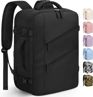 Capolo Travel Backpack for Women Men Waterproof Laptop Backpack Flight Approved Carry On Backpack Overnight Weekender Bag College Bookbag for Business, Work, Traveling Fits 15.6 '' Laptop,Black