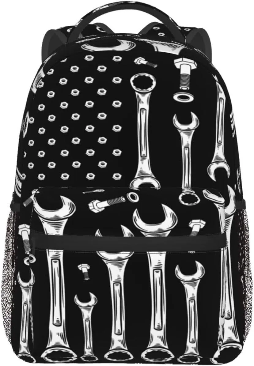 Car Mechanic American Flag Casual Backpacks Sport Backpack Travel Rucksack Canvas Daypack Workout Bags with Pockets for Gym Working Hiking