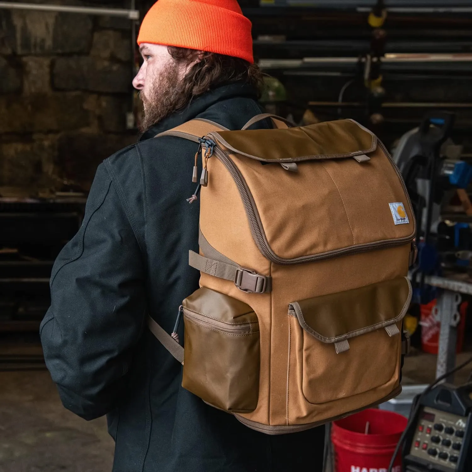 Carhartt 35L Nylon Workday Backpack, Durable Water-Resistant Pack with 15" Laptop Sleeve and Adjustable Shoulder Straps, Black, One Size