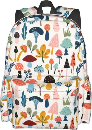 Cartoon Mushrooms Stylish Backpack With Adjustable Padded Shoulder Straps Daypacks For College Travel