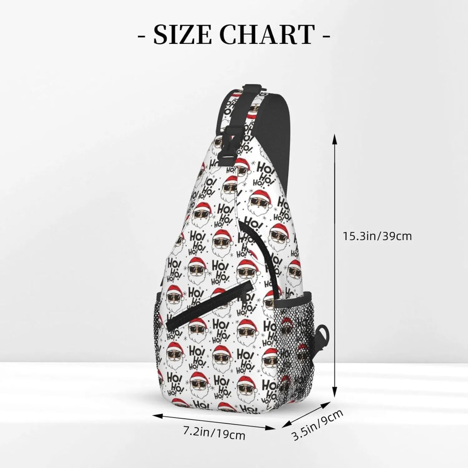 Cartoon Santa Claus Ho Ho Ho Sling Backpack Chest Bag Crossbody Shoulder Bag Gym Cycling Travel Hiking Daypack For Men Women