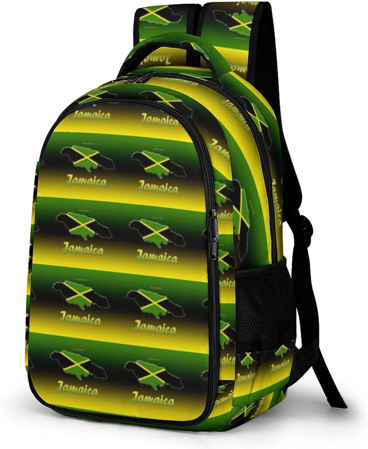 Cascade of Jamaica Flags Casual Backpack Fashion Travel Hiking Laptop Bag Work Picnic Camping Beach