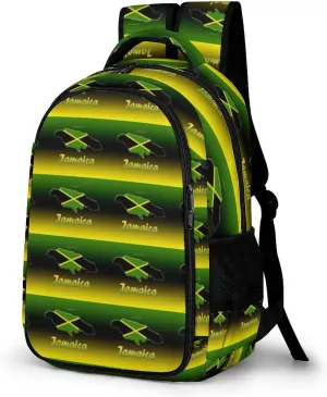 Cascade of Jamaica Flags Casual Backpack Fashion Travel Hiking Laptop Bag Work Picnic Camping Beach