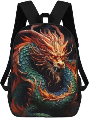 Casual Backpack for Men Women Waterproof Lightweight Daypack Travel Laptop Bag Chinese Dragon