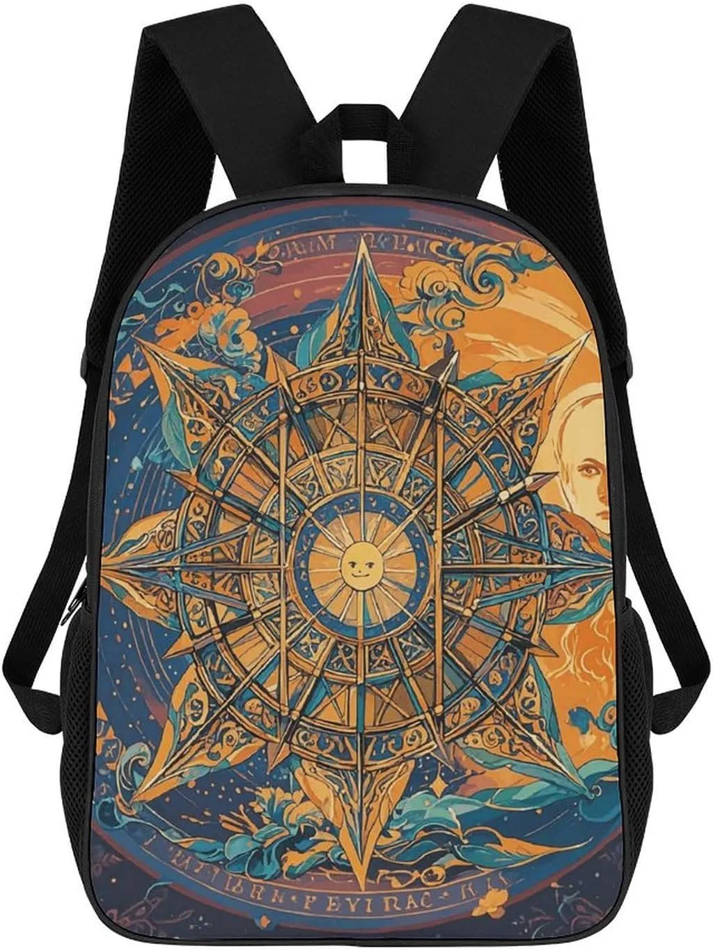 Casual Backpack for Men Women Waterproof Lightweight Daypack Travel Laptop Bag Mystic Tarot Card Sun And Moon Face