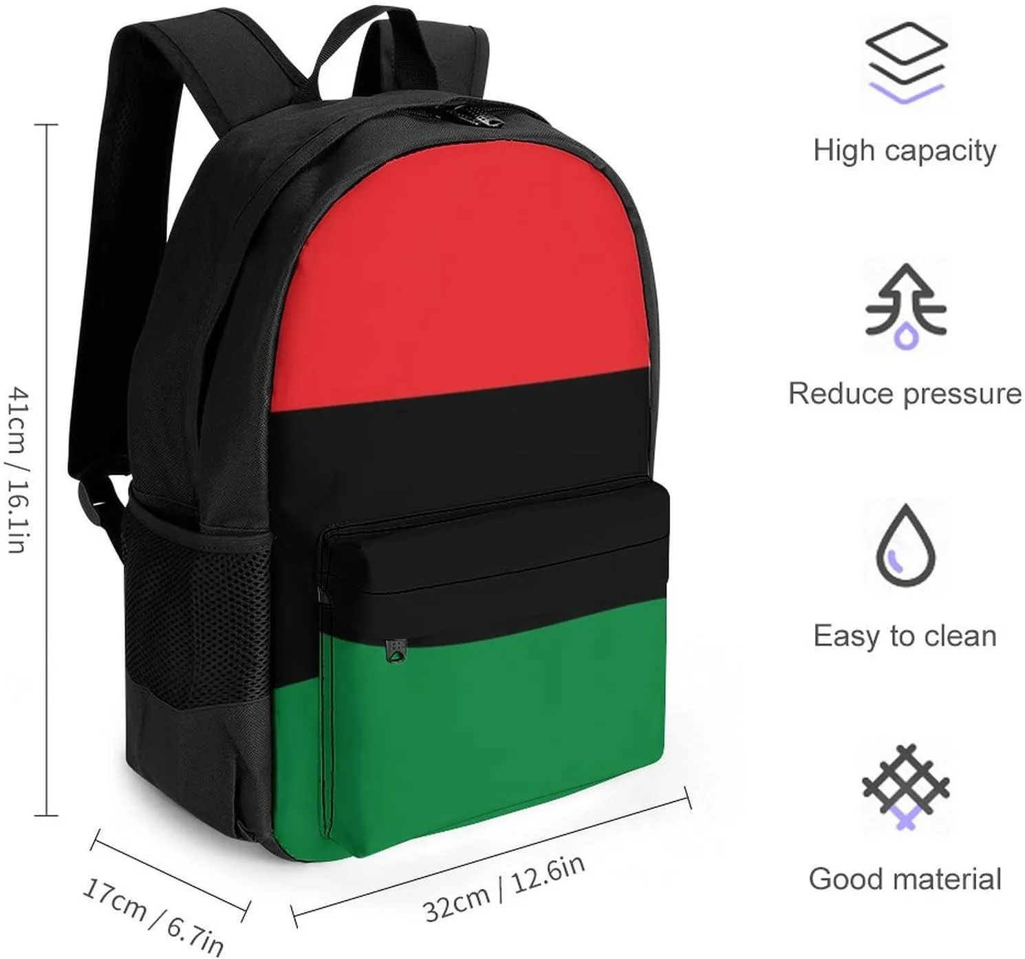 Casual Daypack Big Capacity Anti-Theft Multipurpose Shoulder Bag Backpack for Outdoors Bicycle - for Black Lives Matter Flag African American Flag, Travel Hiking Daypack