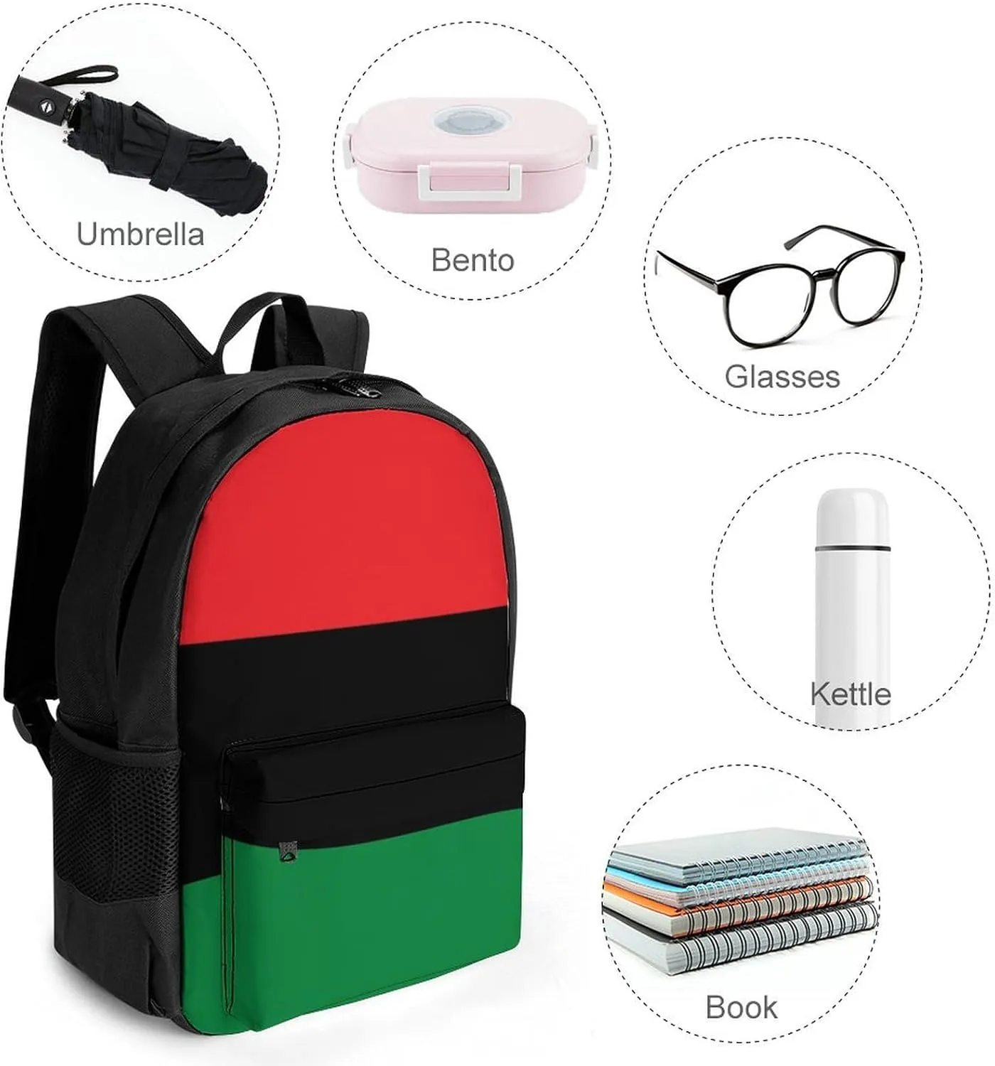 Casual Daypack Big Capacity Anti-Theft Multipurpose Shoulder Bag Backpack for Outdoors Bicycle - for Black Lives Matter Flag African American Flag, Travel Hiking Daypack