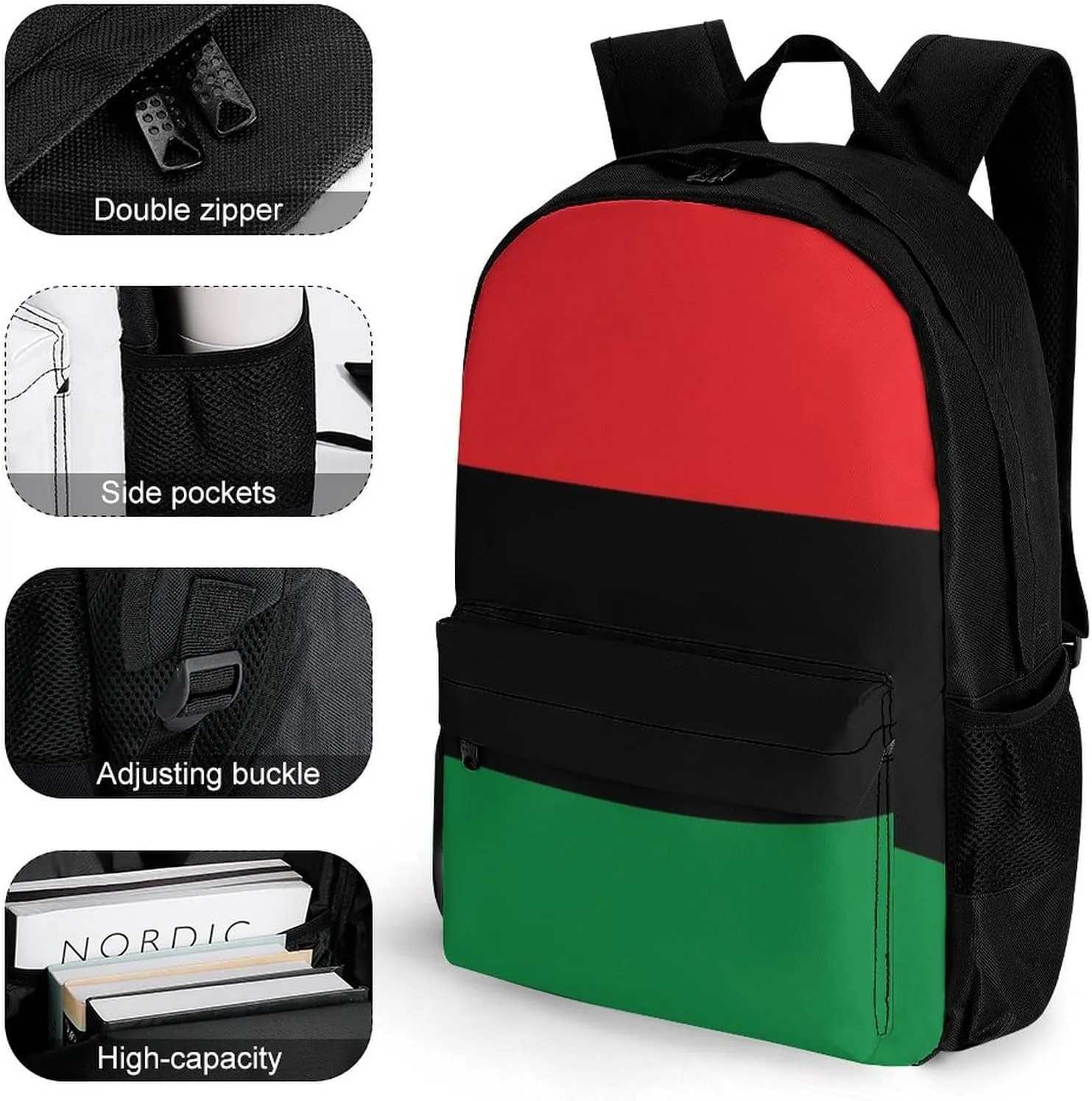 Casual Daypack Big Capacity Anti-Theft Multipurpose Shoulder Bag Backpack for Outdoors Bicycle - for Black Lives Matter Flag African American Flag, Travel Hiking Daypack