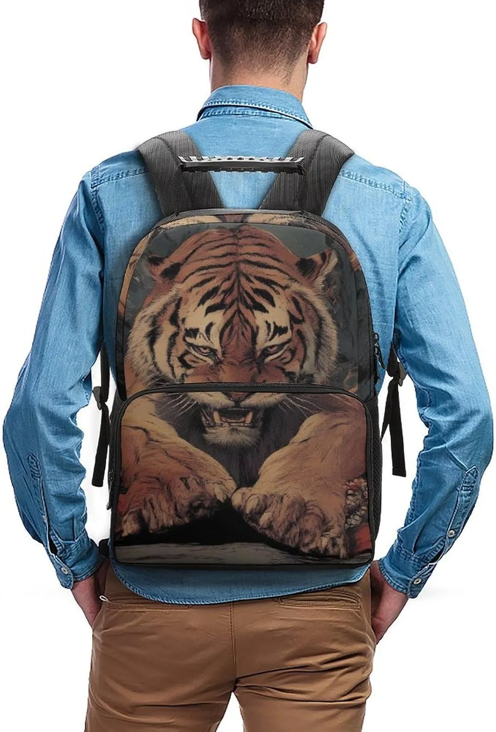 Casual Daypack Multipurpose Anti-Theft Large Capacity Carry On Bag - Animal King Cool Tiger Art Casual Daypack Climbing Shoulder Bag With Padded Straps