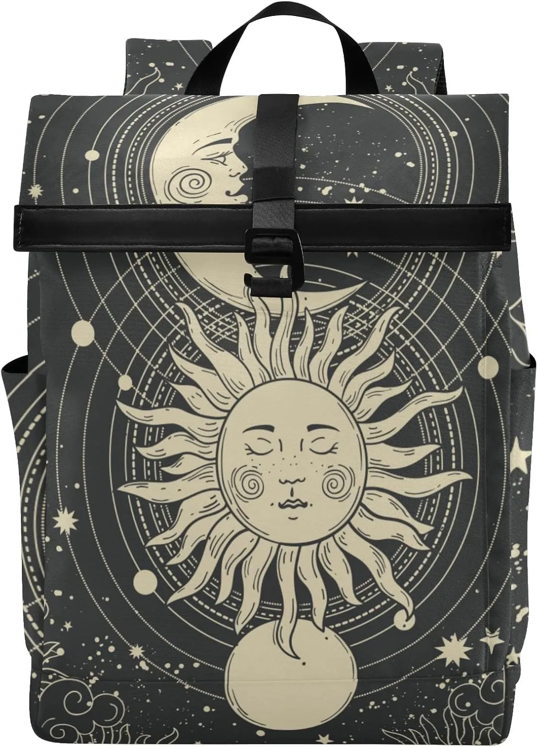 CBBYY Astrology Tarot Goth Travel Roll Top Backpack for Men, Expandable Waterproof Trendy Laptop Backpack