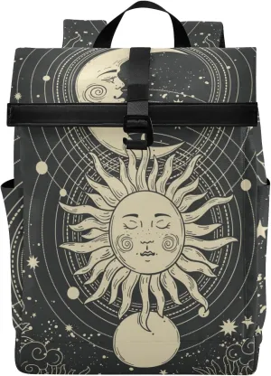 CBBYY Astrology Tarot Goth Travel Roll Top Backpack for Men, Expandable Waterproof Trendy Laptop Backpack