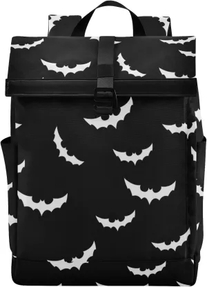 CBBYY Travel Roll Top Backpack for Men,Bats Halloween Expandable Waterproof Trendy Laptop Backpack