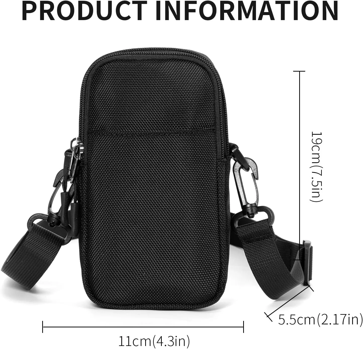 Cell Phone Purse Wallet Small Crossbody Purse Bags with Shoulder Strap For Crossbody Bag Oxford Black (black)