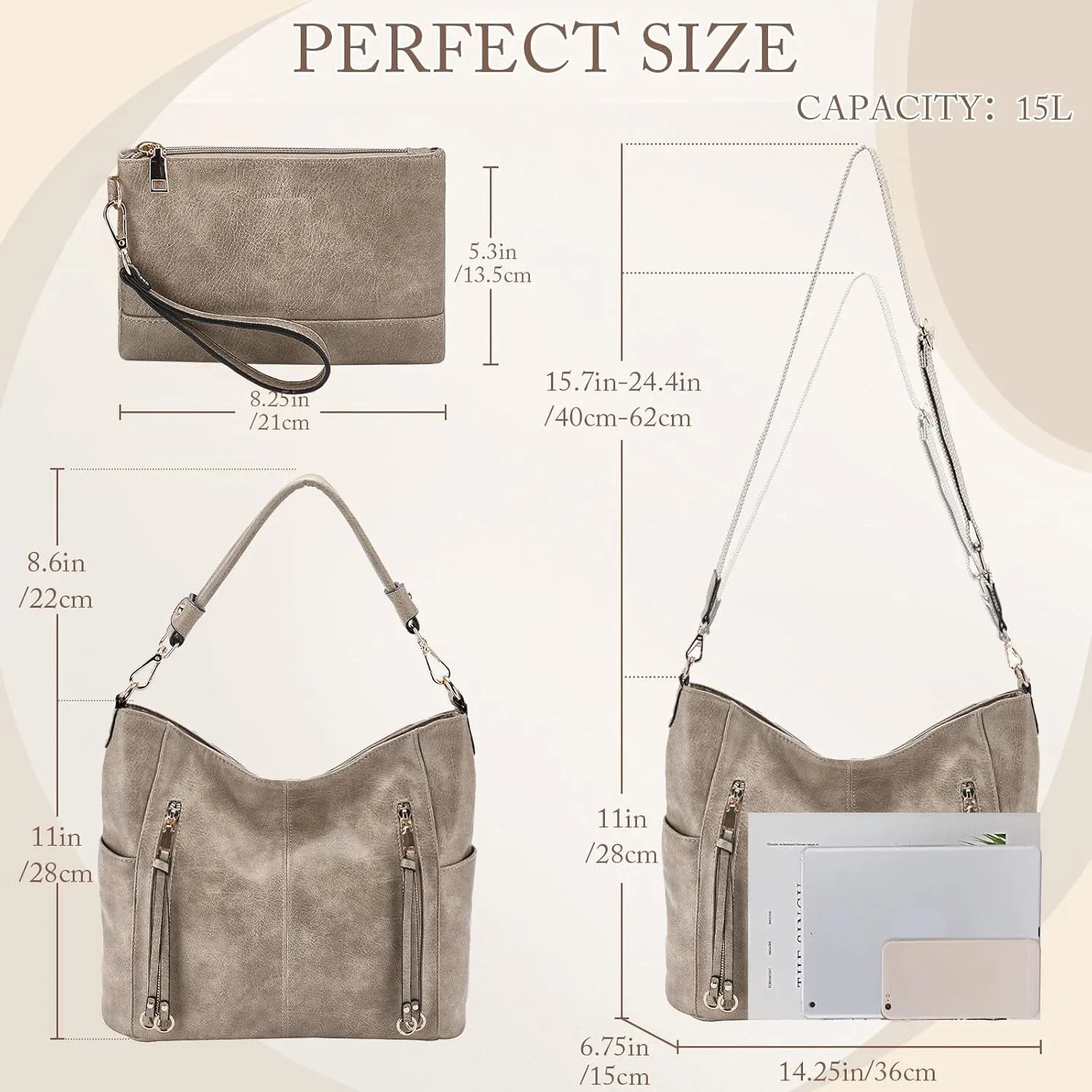 Chase Chic Hobo Bag for Women, PU Ladies Purse Handbags Trendy Crossbody Shoulder Bucket Bag for Work,Travel