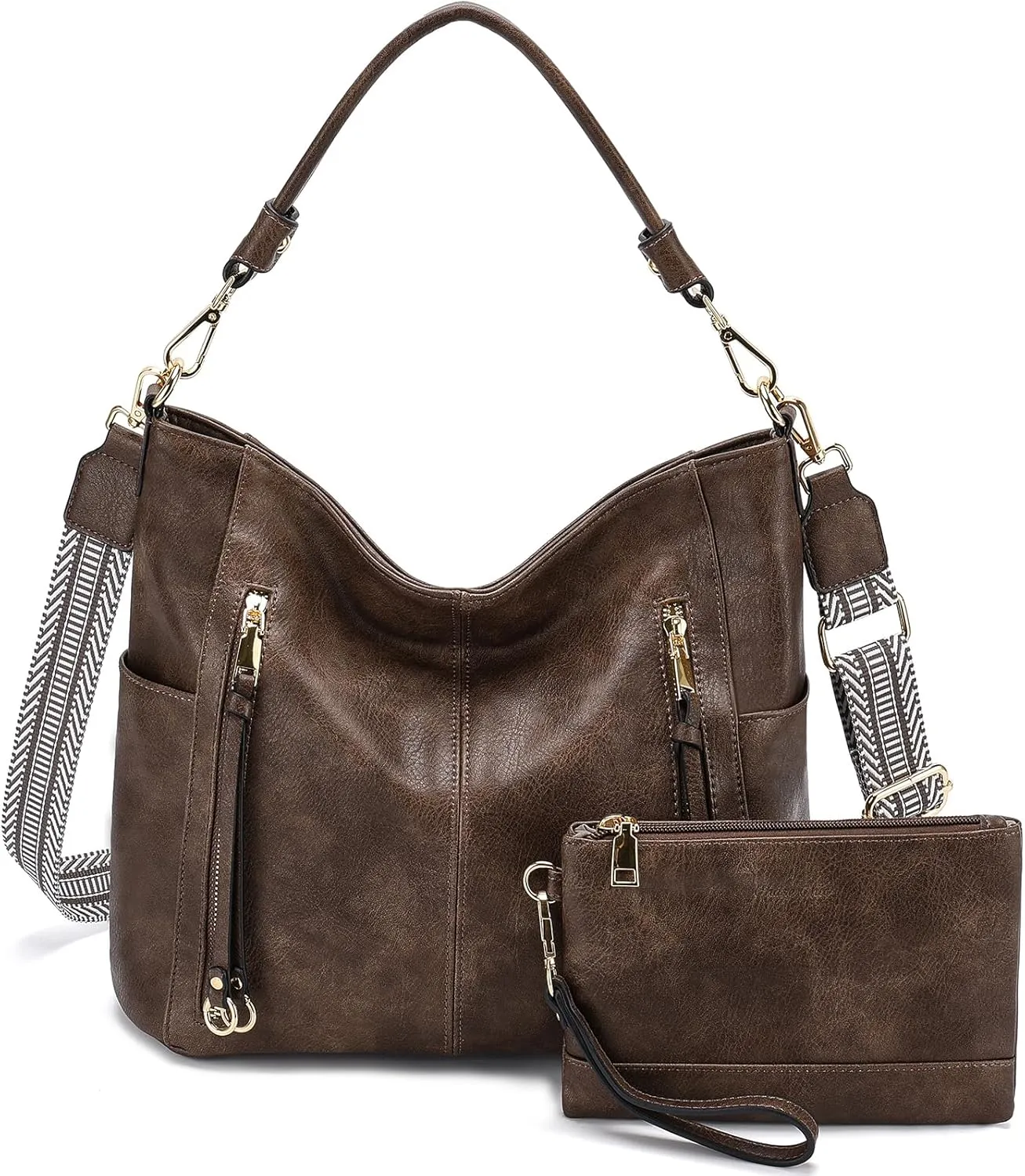 Chase Chic Hobo Bag for Women, PU Ladies Purse Handbags Trendy Crossbody Shoulder Bucket Bag for Work,Travel