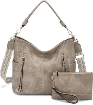 Chase Chic Hobo Bag for Women, PU Ladies Purse Handbags Trendy Crossbody Shoulder Bucket Bag for Work,Travel
