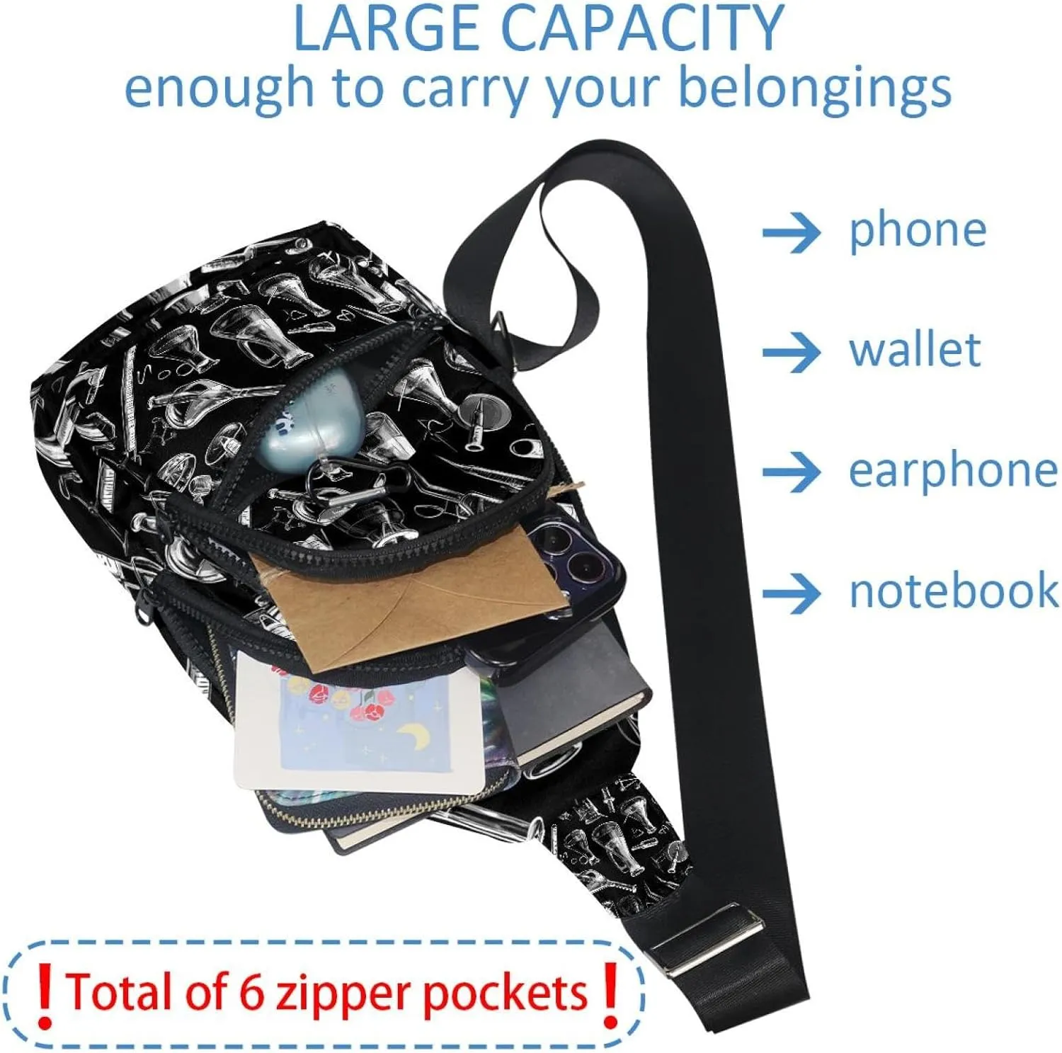 chemical biological scientific Crossbody Sling Backpack Sling Bag Travel Hiking Chest Bag Daypack