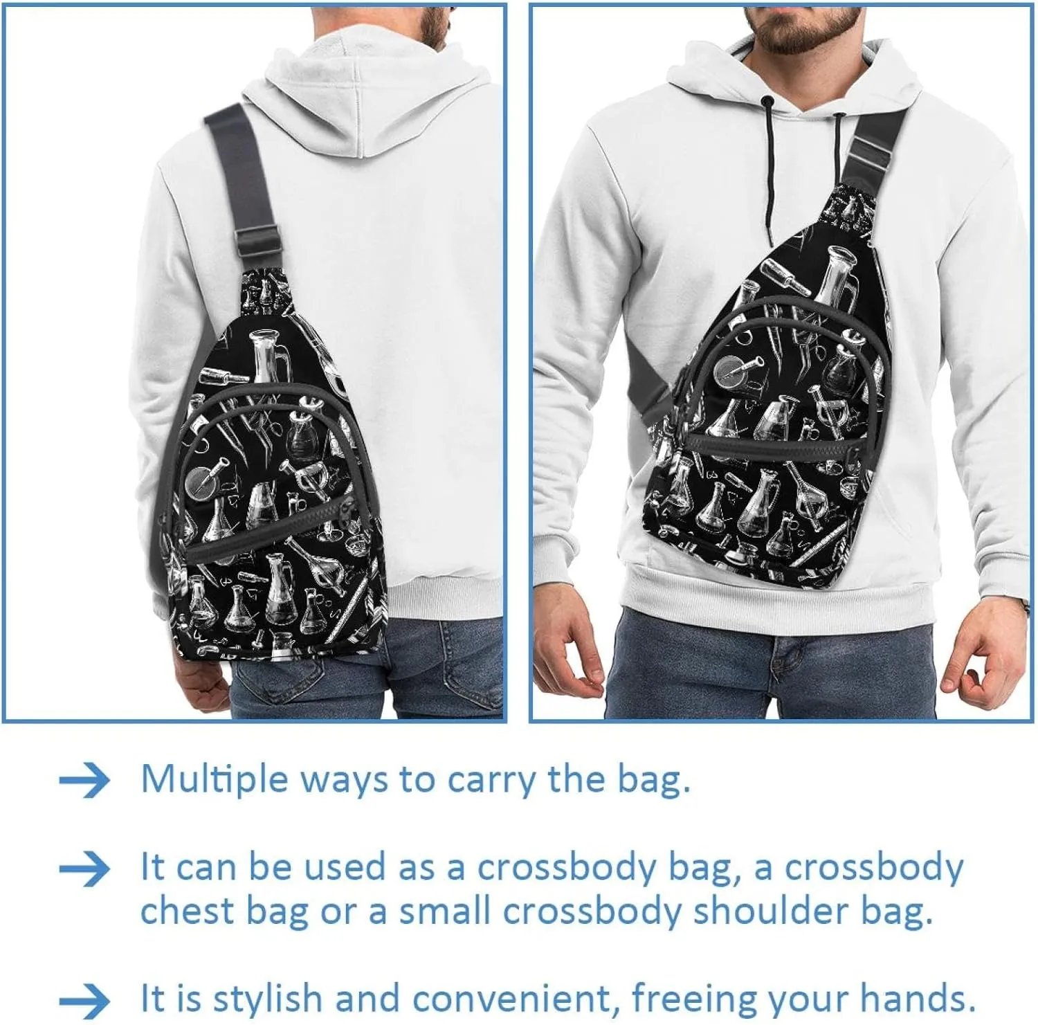 chemical biological scientific Crossbody Sling Backpack Sling Bag Travel Hiking Chest Bag Daypack