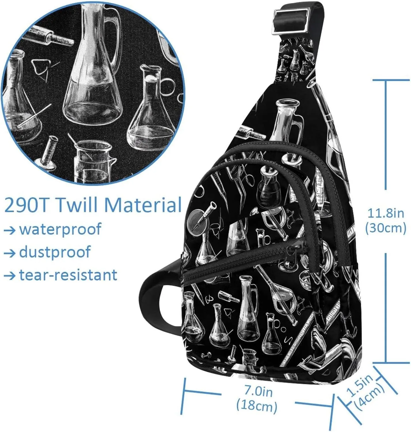 chemical biological scientific Crossbody Sling Backpack Sling Bag Travel Hiking Chest Bag Daypack
