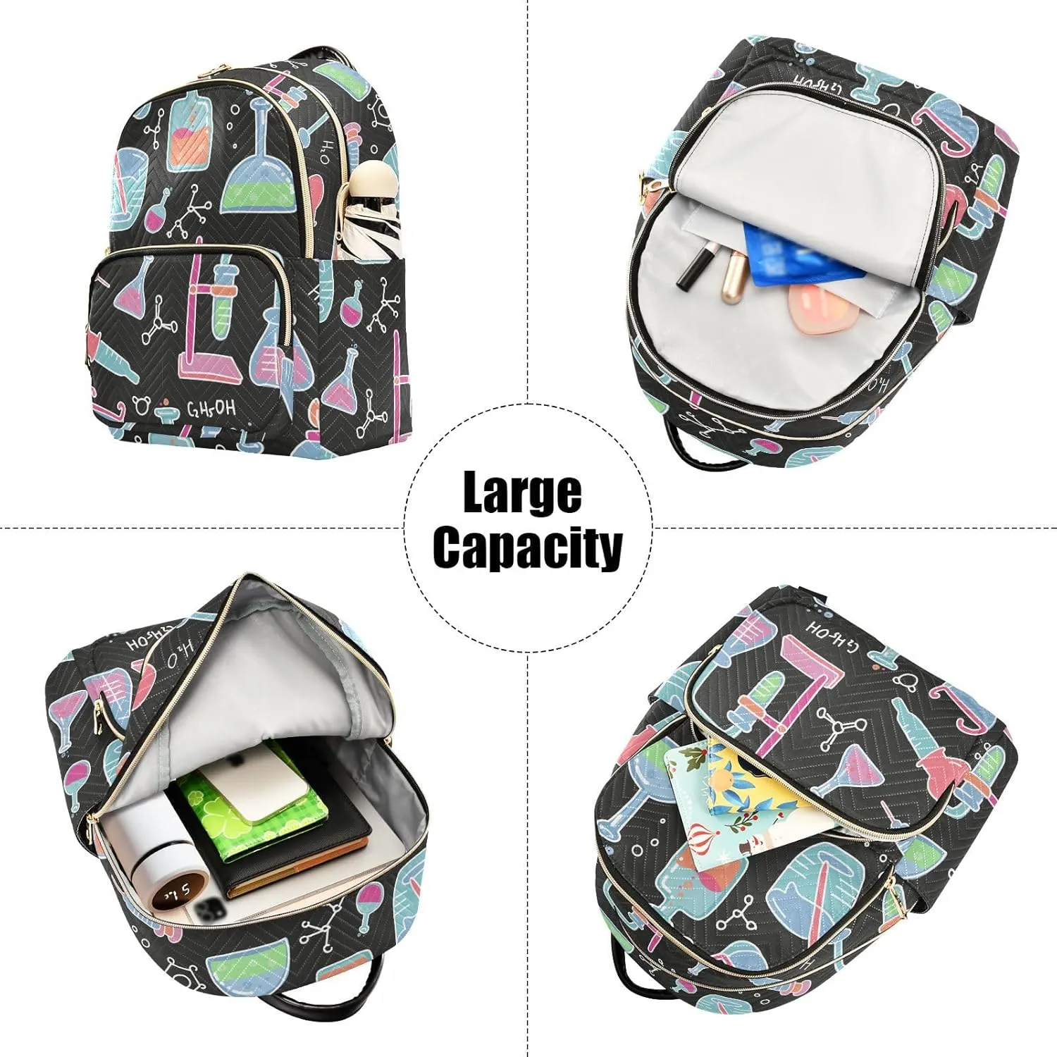 Chemical Laboratory Mini Backpack Women's Quilted Small Backpack Purse for Women College Fashion Travel Daypack Shoulder Bag