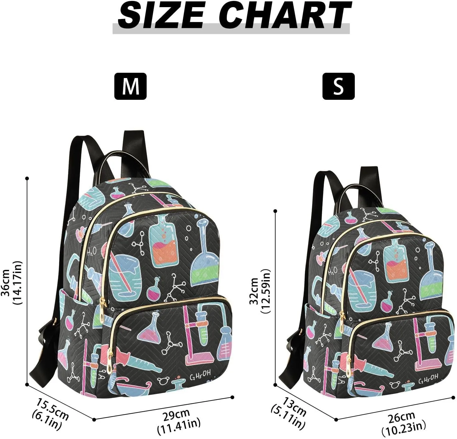 Chemical Laboratory Mini Backpack Women's Quilted Small Backpack Purse for Women College Fashion Travel Daypack Shoulder Bag
