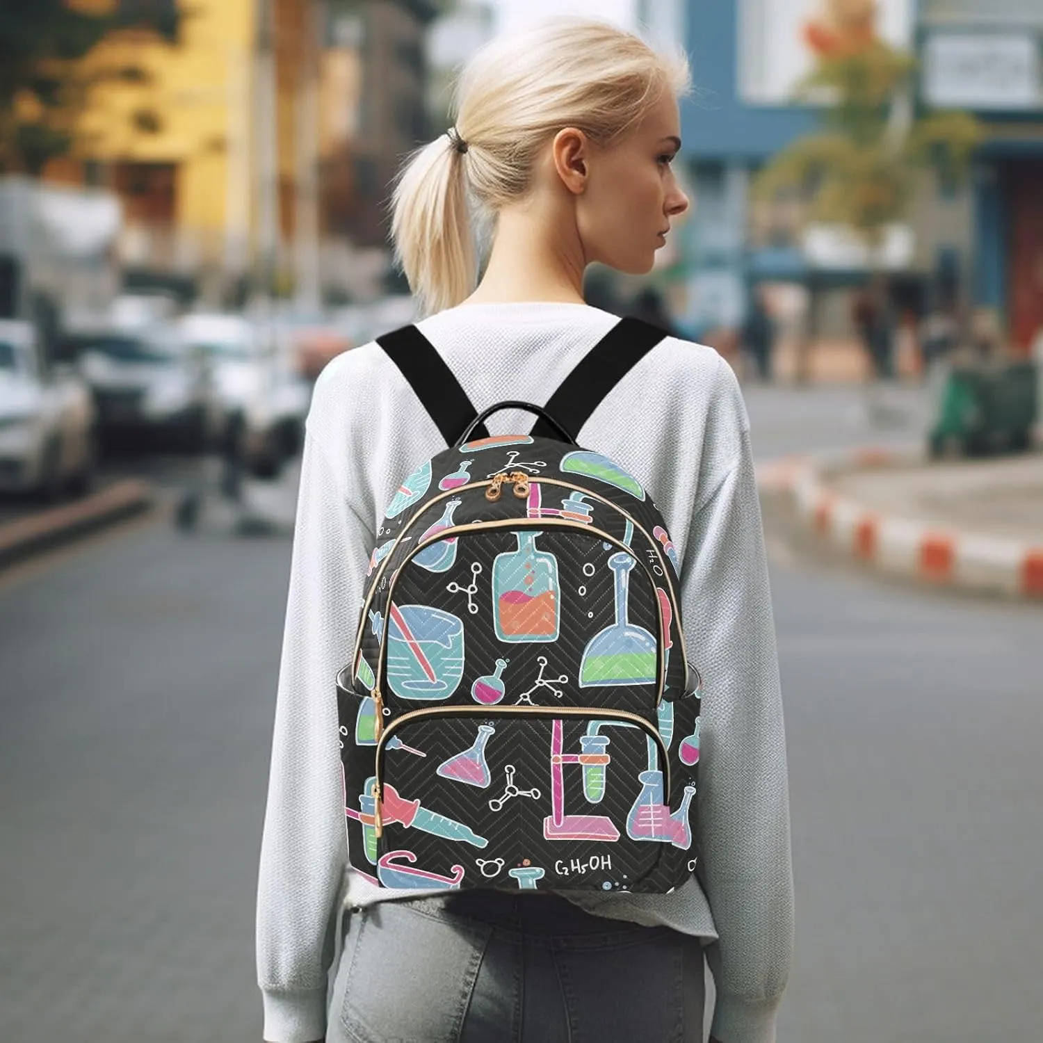 Chemical Laboratory Mini Backpack Women's Quilted Small Backpack Purse for Women College Fashion Travel Daypack Shoulder Bag