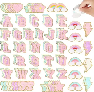 Chenille Patches Self Adhesive for DIY Clothing: NICEVINYL 152PCS Varsity Letter Patches Sticker - Preppy Lightning Star Heart Rainbow Cute Chenille Patches for Hats,Backpacks,Bags,Jackets