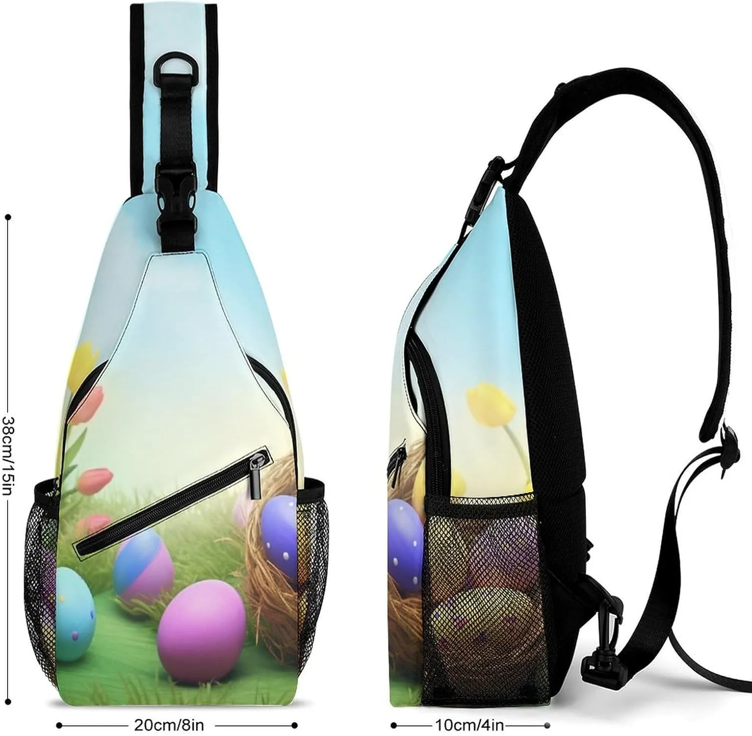 Chest Bag Sling Bag for Men Women April Easter Sport Sling Backpack Lightweight Shoulder Bag for Travel, 38x20cm