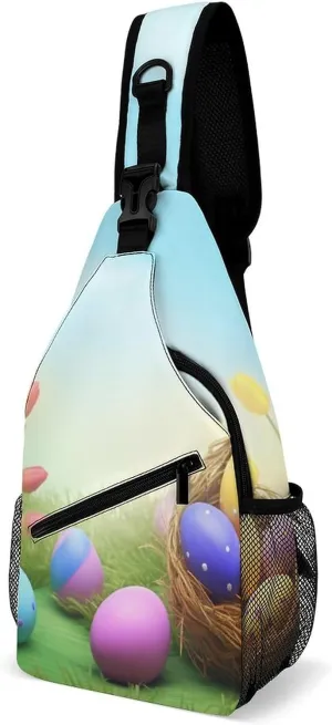 Chest Bag Sling Bag for Men Women April Easter Sport Sling Backpack Lightweight Shoulder Bag for Travel, 38x20cm
