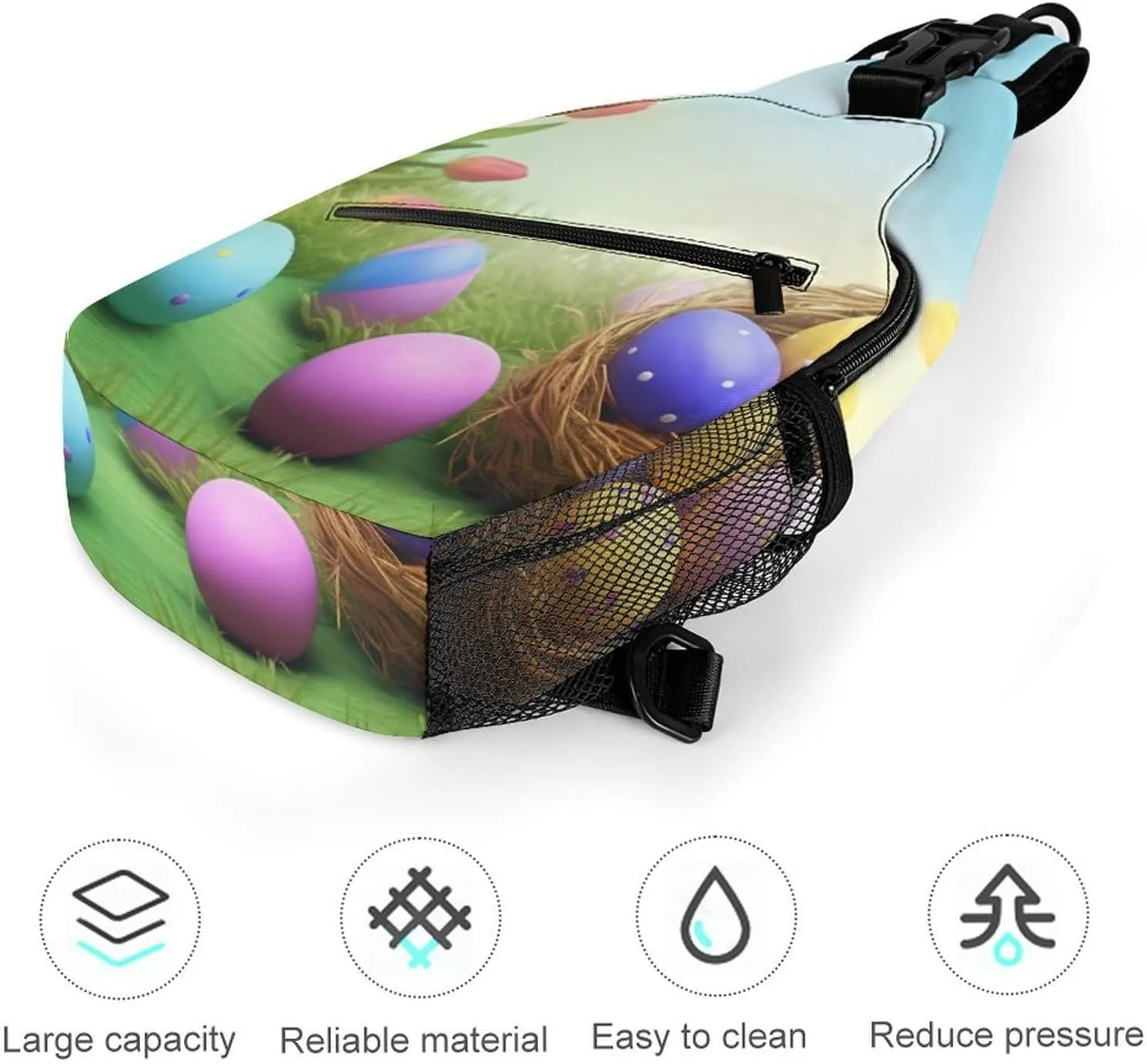 Chest Bag Sling Bag for Men Women April Easter Sport Sling Backpack Lightweight Shoulder Bag for Travel, 38x20cm