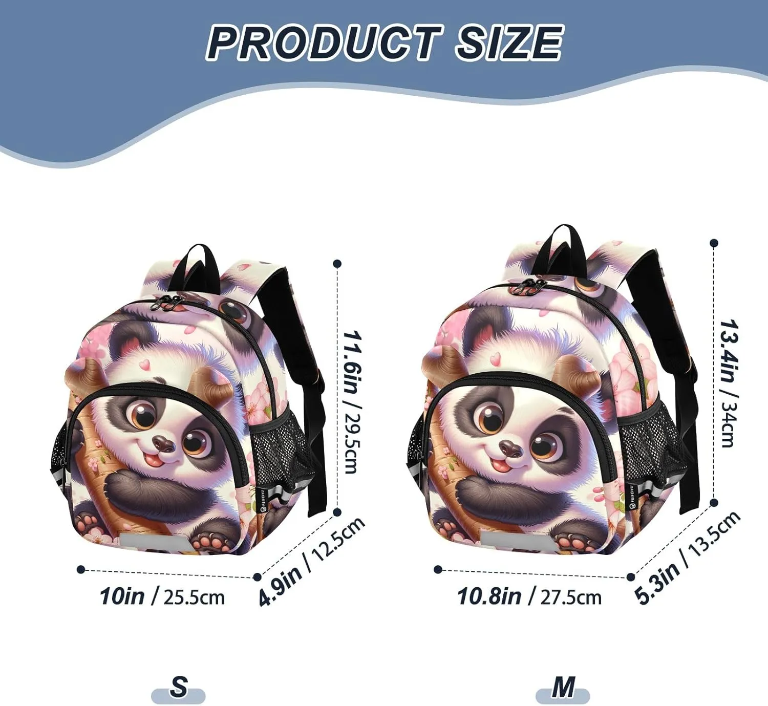 CHIFIGNO Cute Panda Cherry Blossom Toddler Boy Backpack with Leash, Small Travel Book Bag Kids School Bag Preschool Backpack