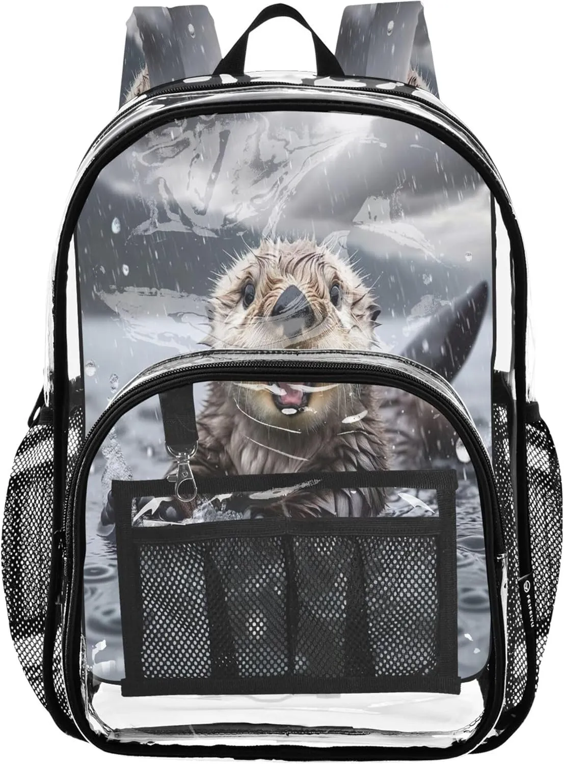 CHIFIGNO Funny Sea Otter Travel Bag Kids, Pvc Bag, Clear Backpack for Boys, Boy Backpack