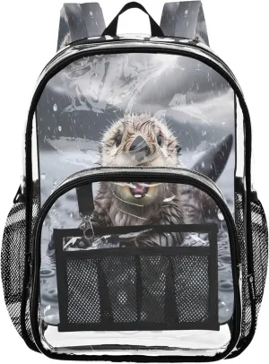 CHIFIGNO Funny Sea Otter Travel Bag Kids, Pvc Bag, Clear Backpack for Boys, Boy Backpack