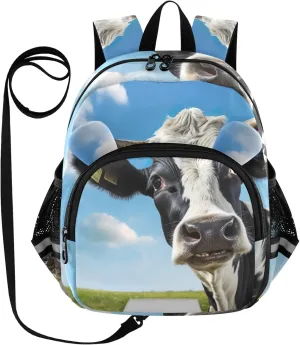 CHIFIGNO Toddler Backpack for Boys Girls, Cow Farm Animals Small Travel Bookbag Kids School Bag Preschool Kindergarten Backpack
