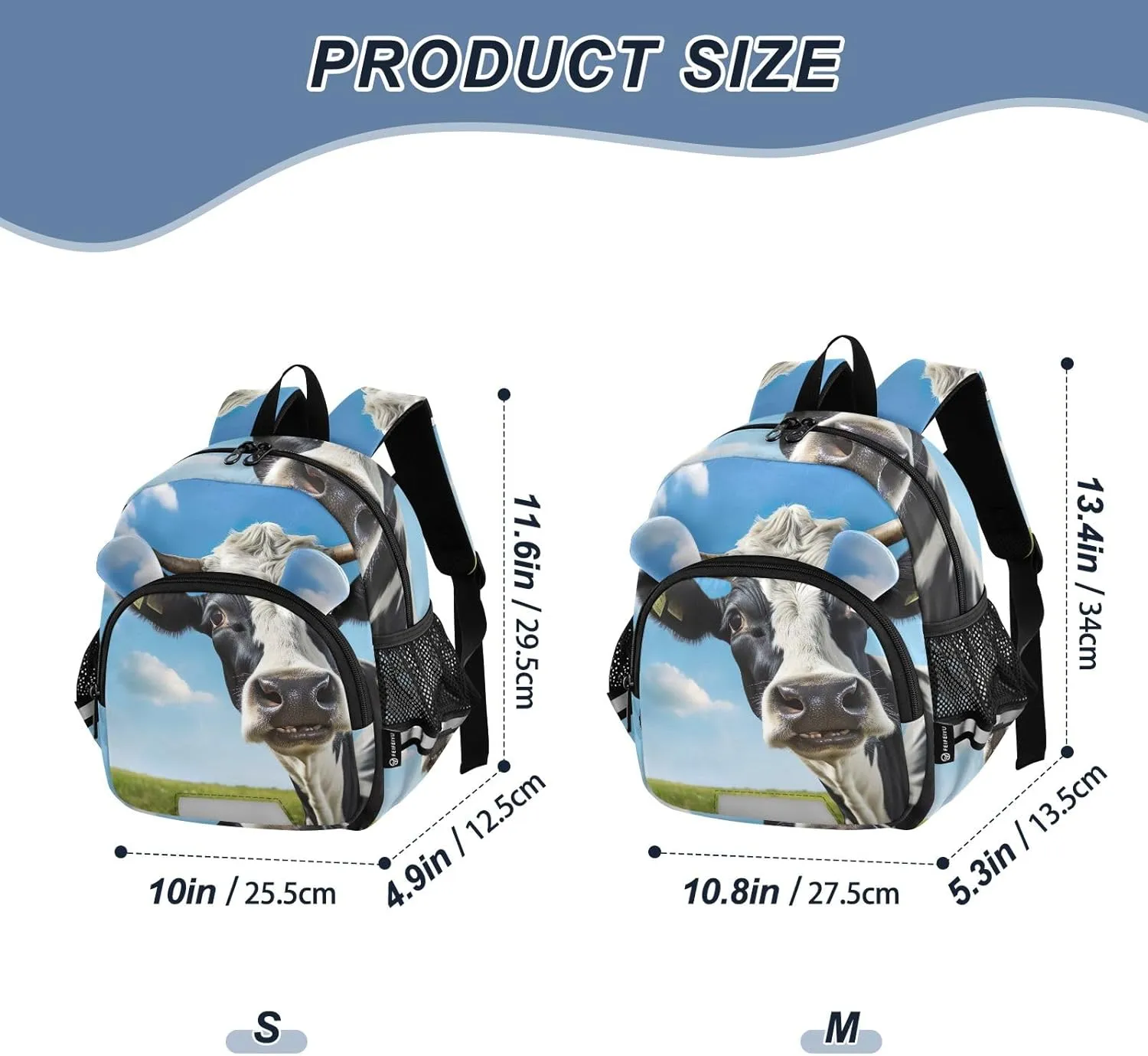 CHIFIGNO Toddler Backpack for Boys Girls, Cow Farm Animals Small Travel Bookbag Kids School Bag Preschool Kindergarten Backpack