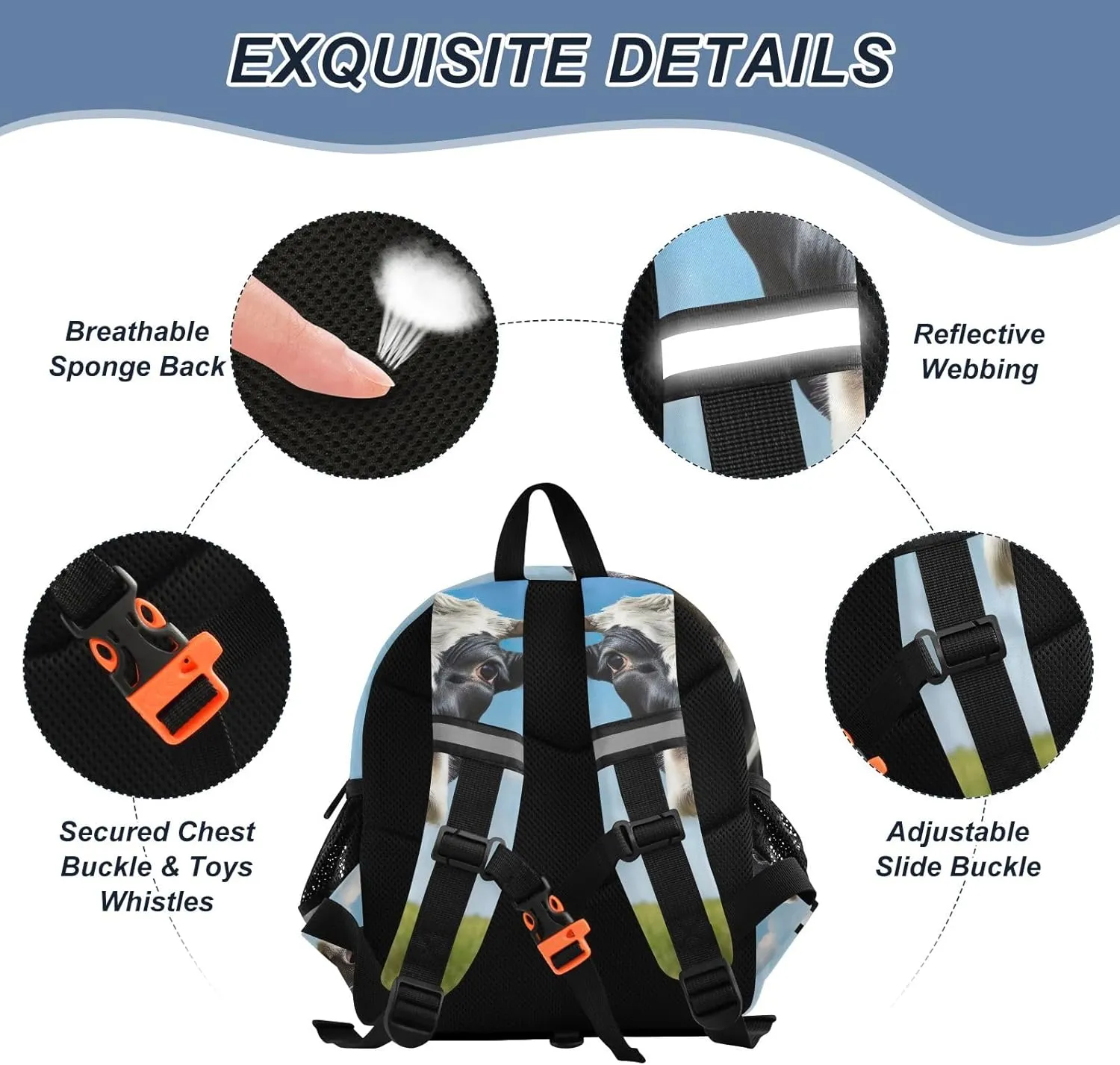 CHIFIGNO Toddler Backpack for Boys Girls, Cow Farm Animals Small Travel Bookbag Kids School Bag Preschool Kindergarten Backpack