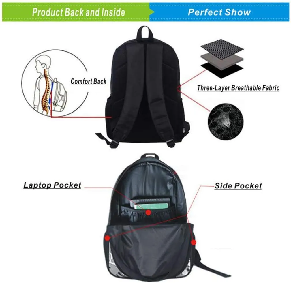Children Backpack Unisex Pupils Cartoon Students Bookbag Canvas Schoolbag Kid's Knapsack Teens Boy Girl Daypack (Color A) One Size