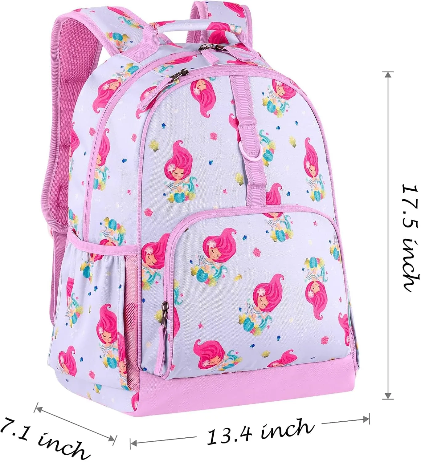 Choco Mocha Backpack for Girls, Kids School Backpacks Girls Backpacks Ages 6-8, Kindergarten Bookbag Girl Elementary School Bag 17 Inch, Mermaid
