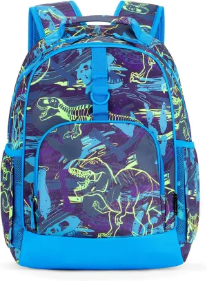 Choco Mocha Dinosaur Backpack for Boys, Kids Backpack for Boys Ages 4-6, Kindergarten Preschool Bookbag Boy 15 inch, Blue
