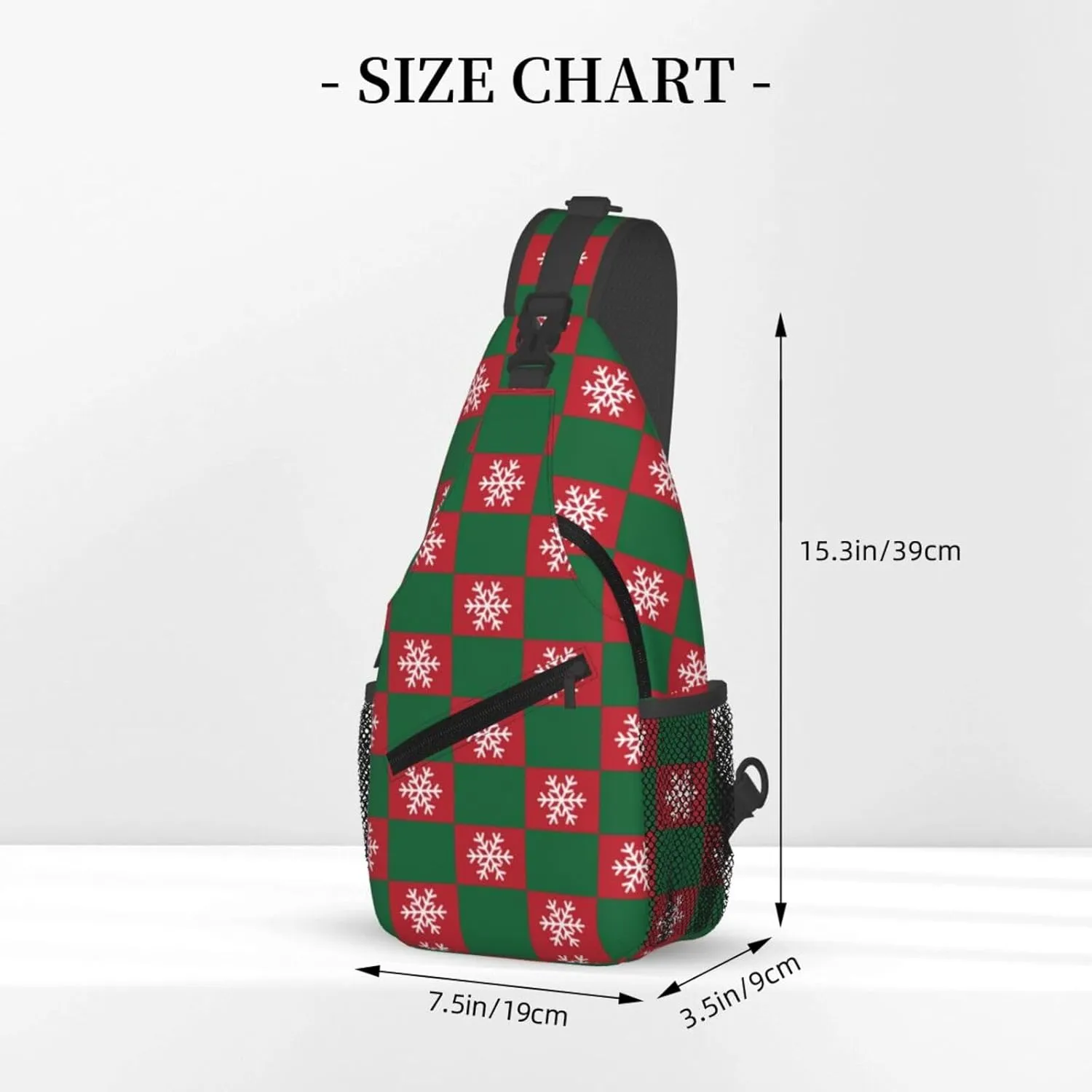 Christmas Checkered Snowflakes Crossbody Sling Bag Adjustable Holiday Pattern With Christmas Candies Chest Bag Shoulder Bag Backpack