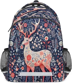 Christmas Reindeer Backpack for Boys Girls Kids Schoolbag Children School Bookbag,Women Men Casual Daypack Students College Bookbags Reindeer Travel Bags