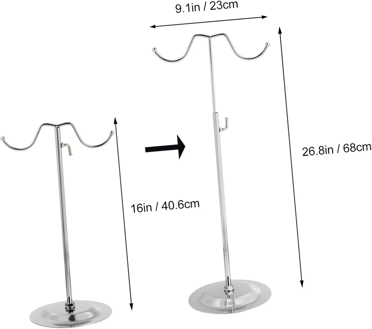 Ciieeo 1pc Luggage Display Rack Handbag Hanger Freestanding Hanger Rack Table Top Stand with Hooks Lanyard Display Bag Hook Hanger Handbags Racks Duffle Tote Bag Display Stand Iron Silver