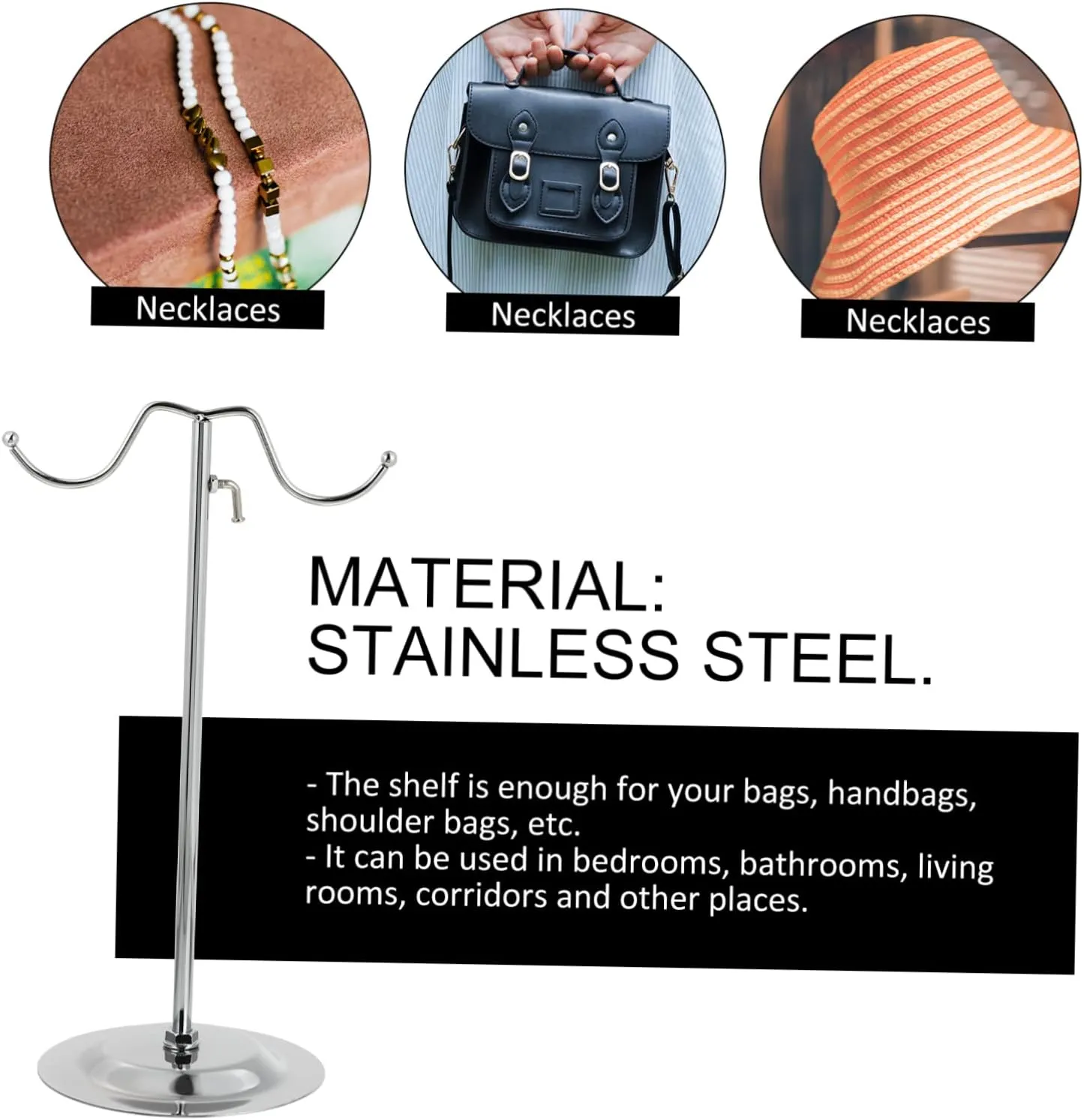 Ciieeo 1pc Luggage Display Rack Handbag Hanger Freestanding Hanger Rack Table Top Stand with Hooks Lanyard Display Bag Hook Hanger Handbags Racks Duffle Tote Bag Display Stand Iron Silver