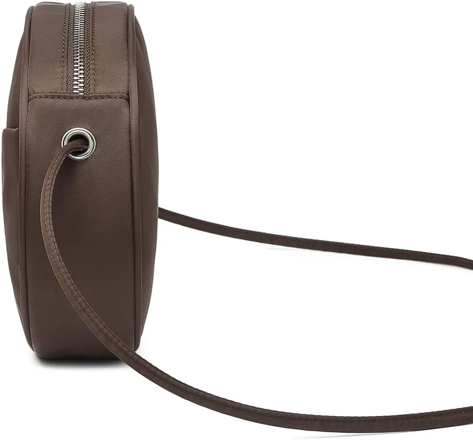 Circle Crossbody Bag for Women NYLON Circle Purse with Zipper Adjustable Knot Shoulder Straps