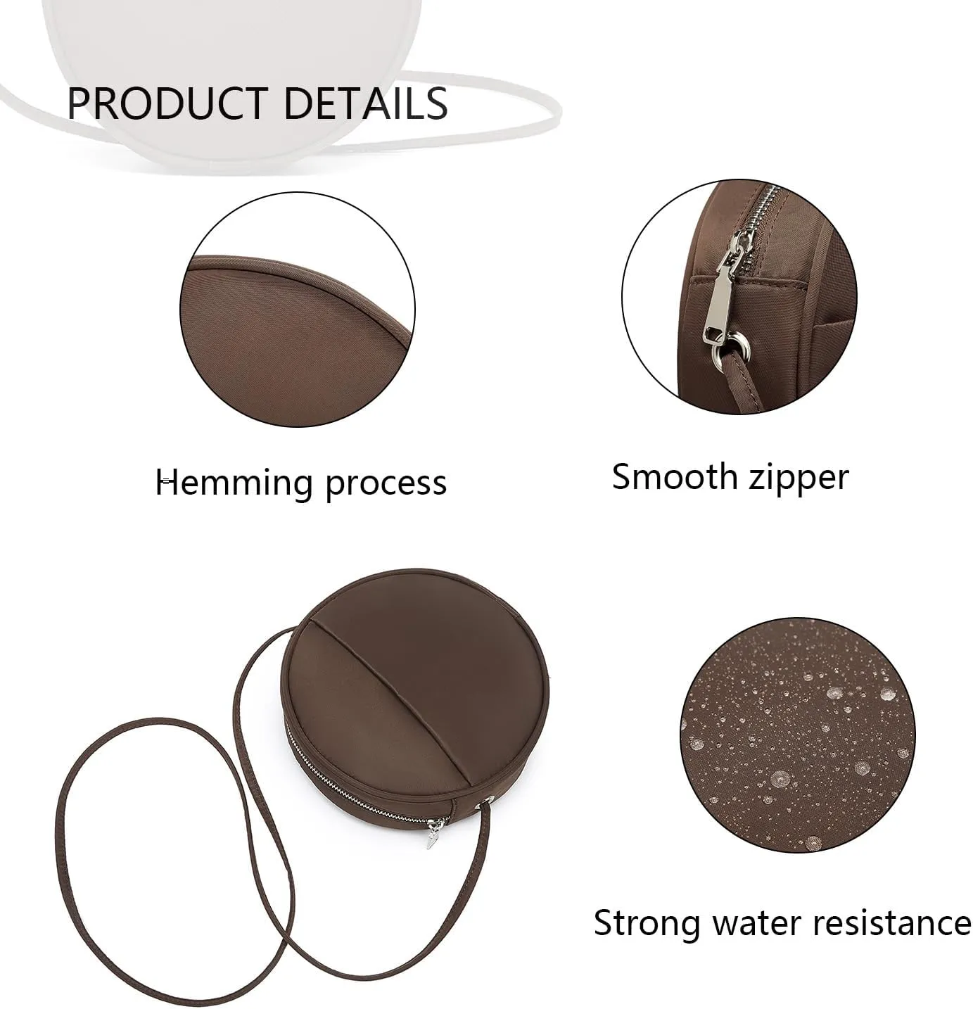 Circle Crossbody Bag for Women NYLON Circle Purse with Zipper Adjustable Knot Shoulder Straps
